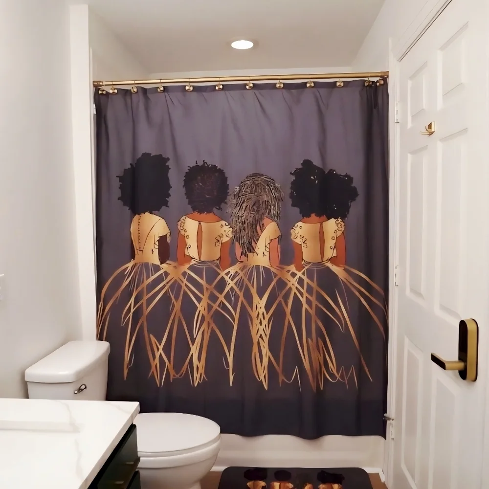 Sisterhood -Royal Gray- Fabric Shower Curtain NEW!! Bathroom Chic/Stylish - Picture 7 of 7